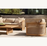 RH2436-teak Rattan mesh sofa set