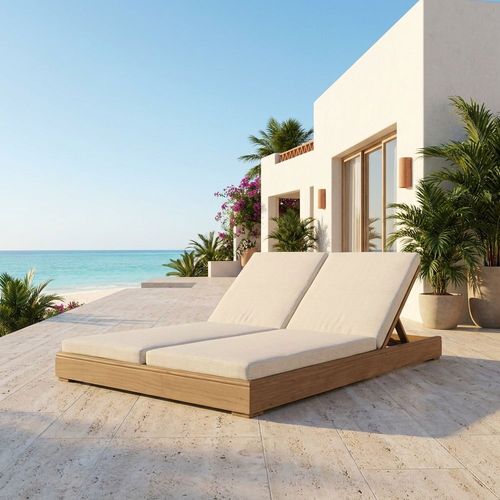 Double Teak Chaise Lounge