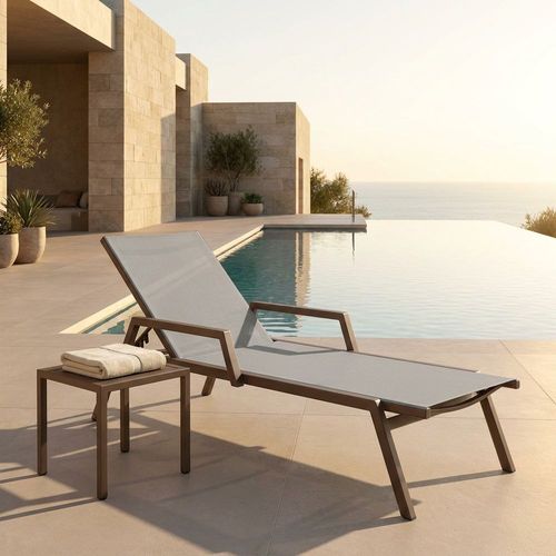 Architectural Horizon Weave Sun Lounger | Bronze | momoda