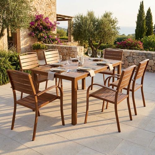 Solis Solid-Teak Extendable Outdoor Dining Set
