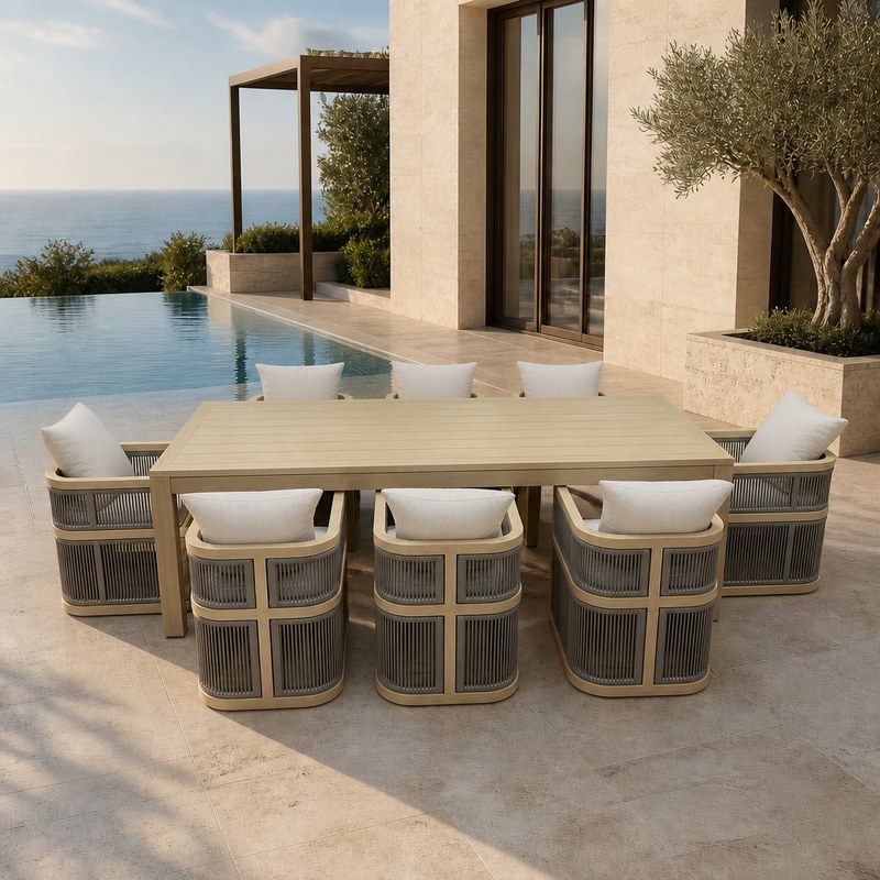 The Solis outdoor furniture in a villa and hospitality setting