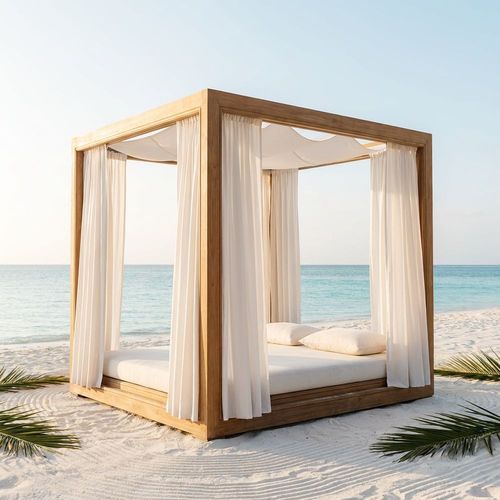 The Oasis Collection: Bespoke Luxury Solid Teak Cabana Daybed
