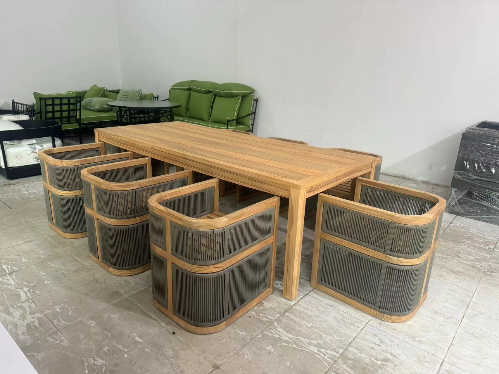 Double solid teak outdoor chaise lounge