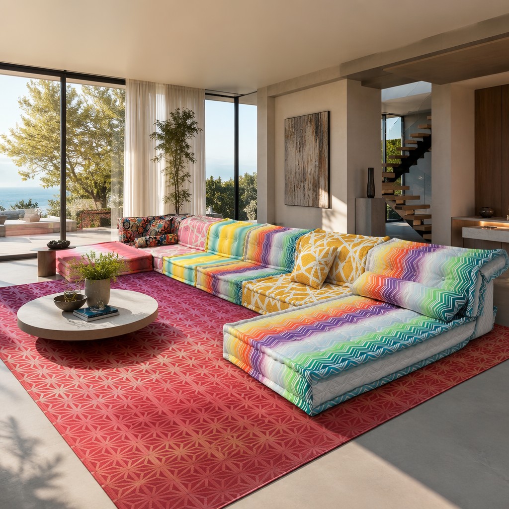Complete modern living room furniture arrangement