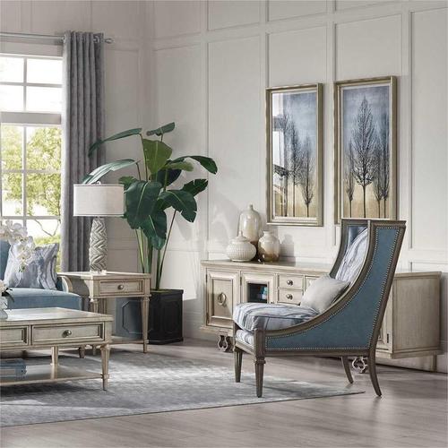 Heritage Neoclassical Azure Upholstery Living Room Set