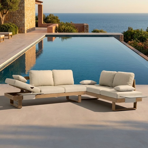 Architectural Horizon L-Shape Modular Sofa | Integrated Table | momoda