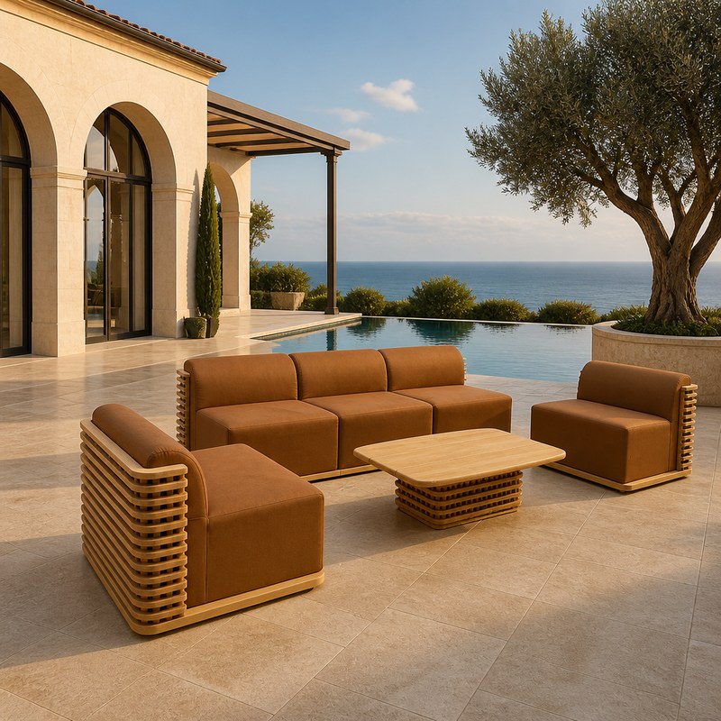 Solid teak villa outdoor sofa set