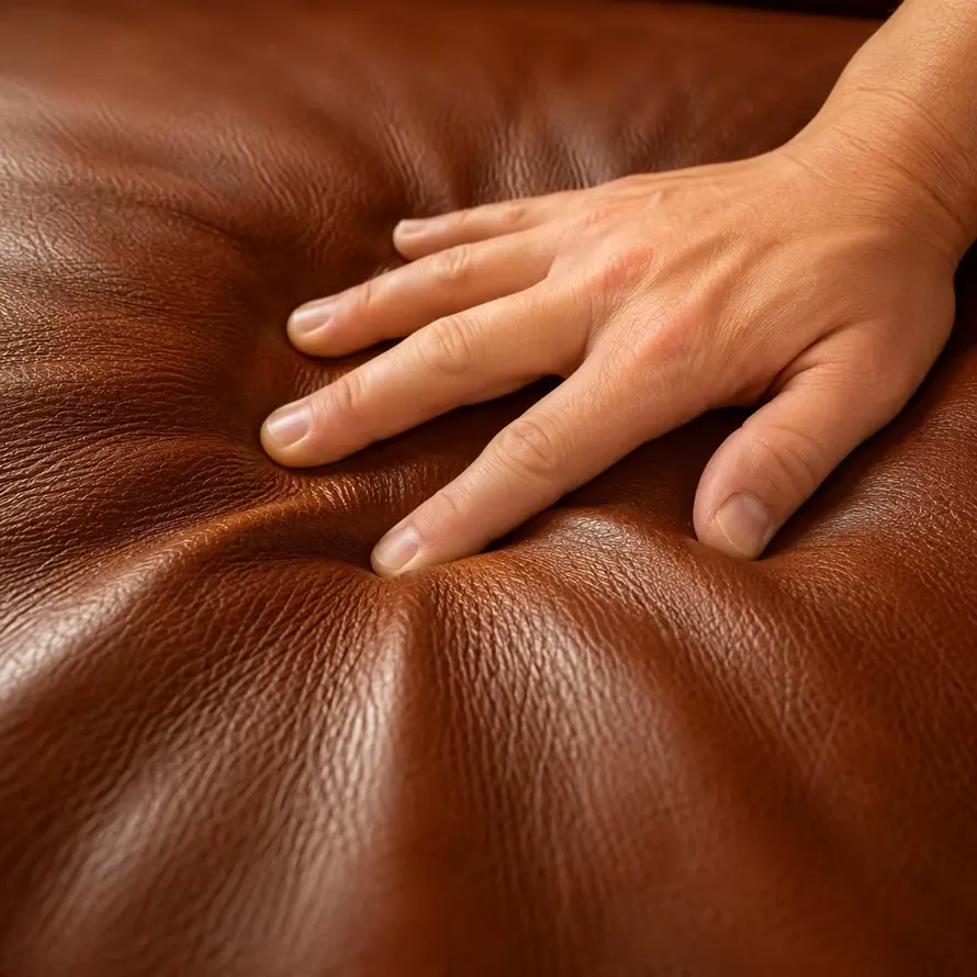 Premium leather and upholstery detail for custom indoor furniture