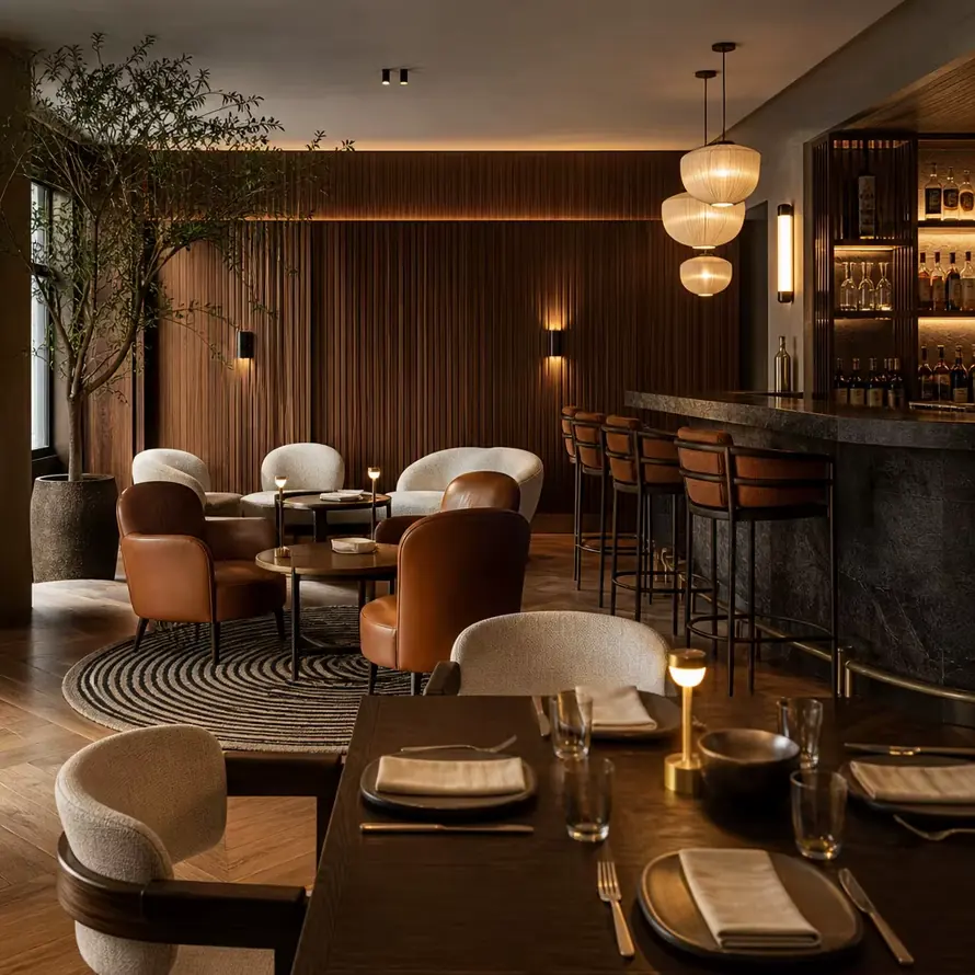 Modern furniture for a boutique hospitality interior project