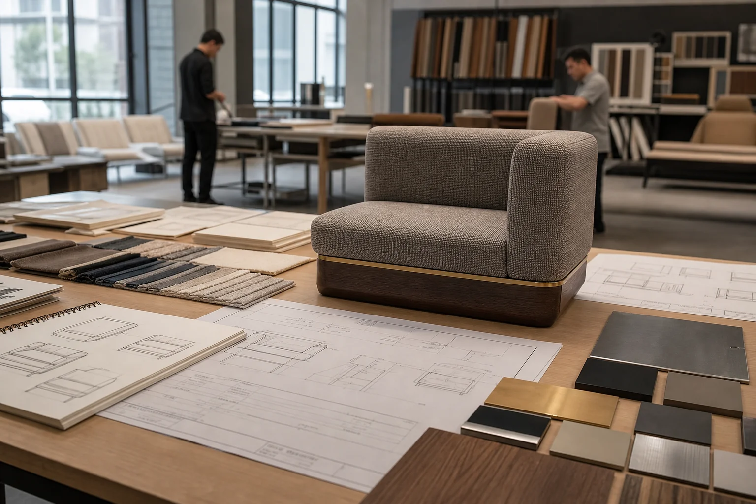 Custom hospitality furniture sample, drawing review and quality control